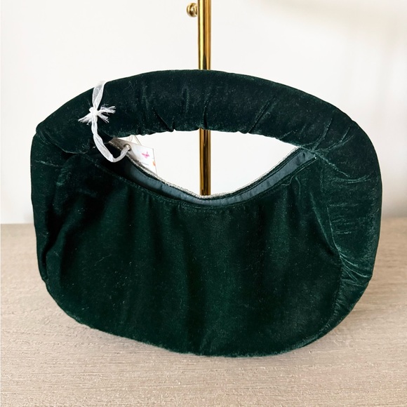 NWT T.J.Maxx Celestial Silver and Gold Beaded Wristlet in Dark Green Velour - Picture 3 of 7